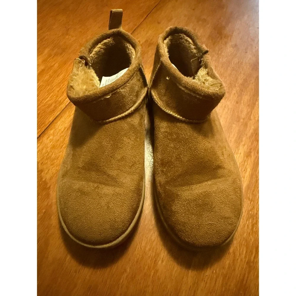 Gigil Girls Chestnut Brown Faux Fur Lined Ankle Boots Size 1 Youth Side Zip